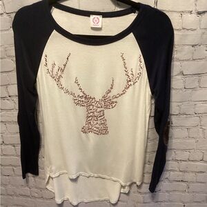 Christmas Deer Sequin Elbow Shirt
